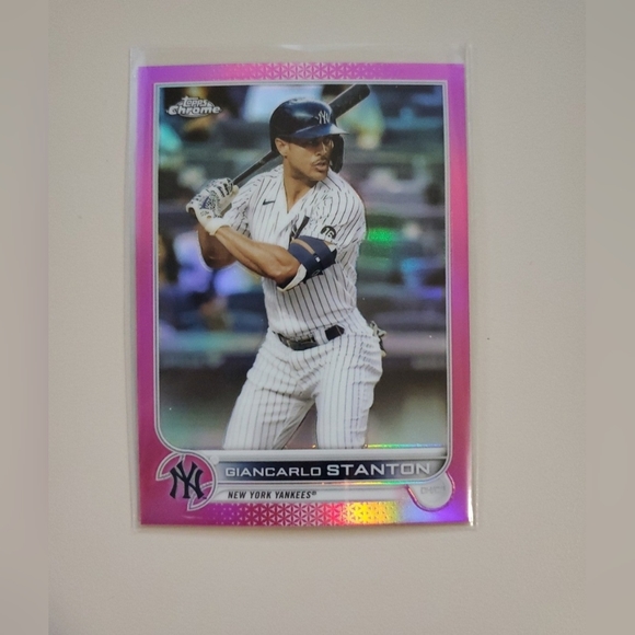 3 - 2022 Topps Chrome Adams, Stanton, and Chisholm Jr. Pink Refractor Cards - Picture 5 of 8